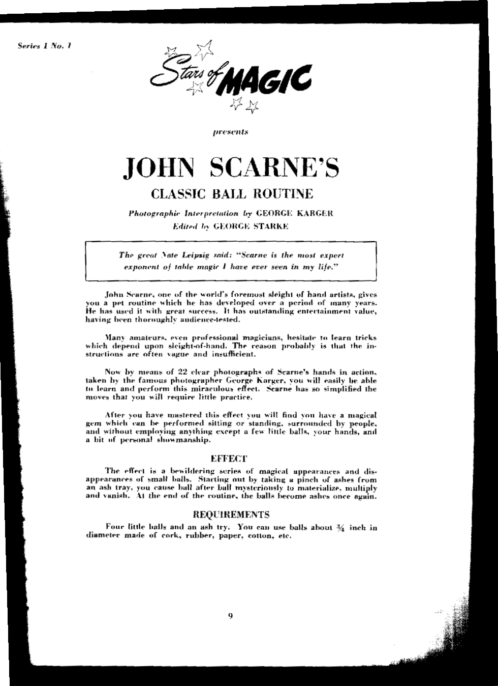 Stars Of Magic - John Scarne - Classic Ball Routine cover