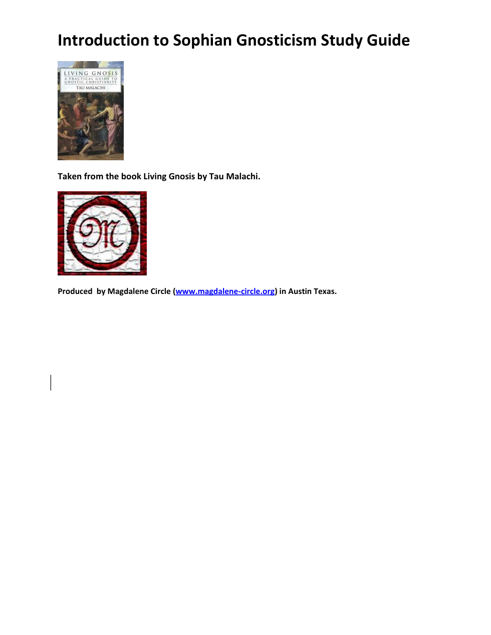 Sophian Gnostic Tradition - Introduction To Sophian Tradition Study Guide cover