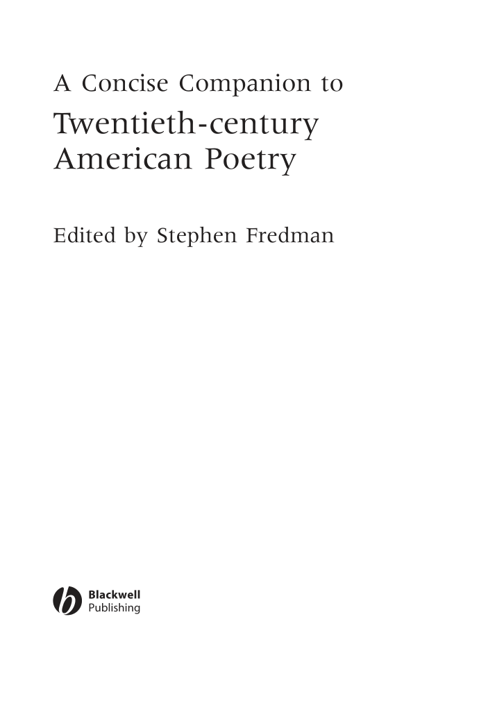 A Concise Companion to Twentieth-Century American Poetry cover