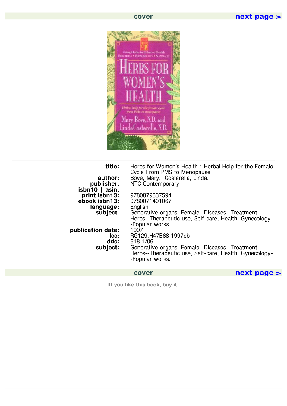 Herbs for Womens Health Herbal Help for the Female Cycle from PMS to Menopause (Mary Bove, Linda Costarella) (z-lib.org) cover