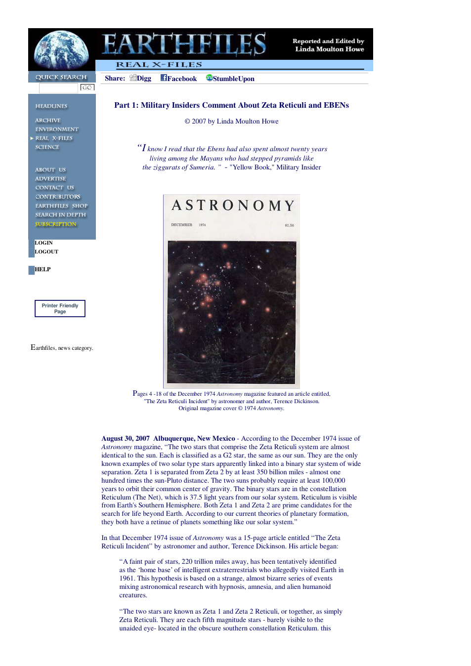 08 30 2007 Part 1 Military Insiders Comment About Zeta Reticuli and EBENs cover