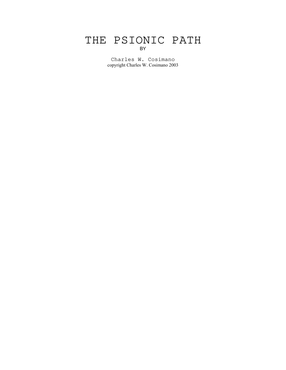 The Psionic Path cover