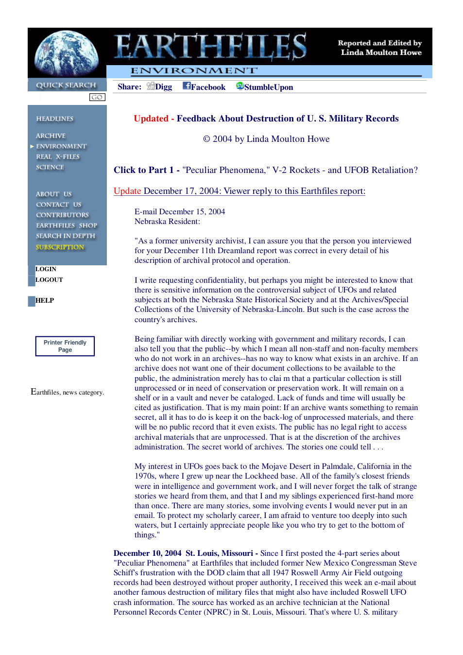 12 17 2004 Updated - Feedback About Destruction of U. S. Military Records cover