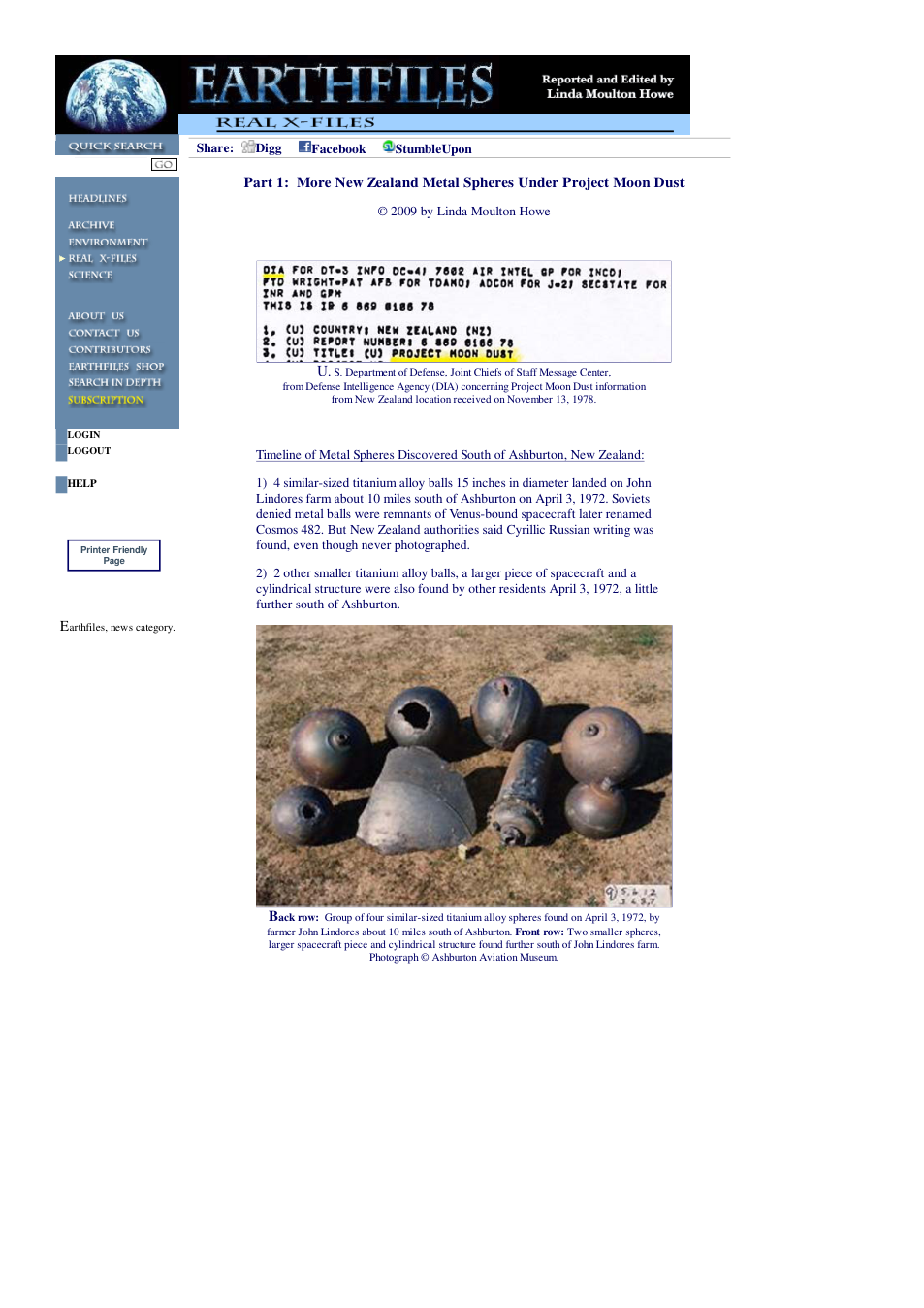 11 18 2009 Part 1 More New Zealand Metal Spheres Under Project Moon Dust cover