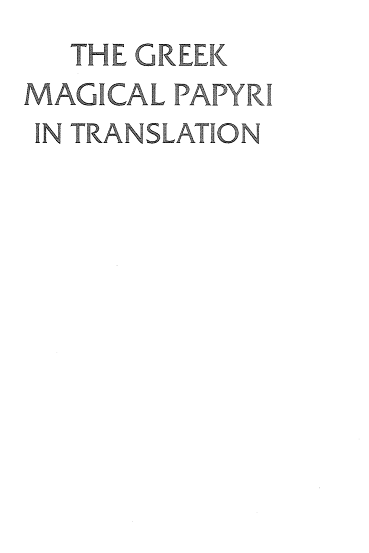 The Greek Magical Papyri in Translation cover