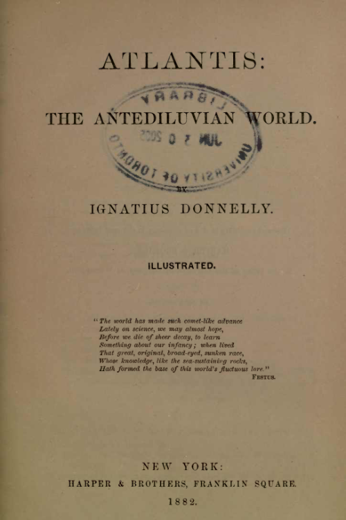 Atlantis The Antediluvian World - I Donelly cover