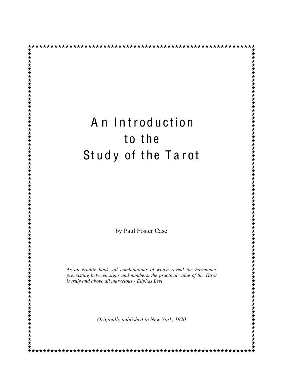 Introduction To The Study Of The Tarot cover
