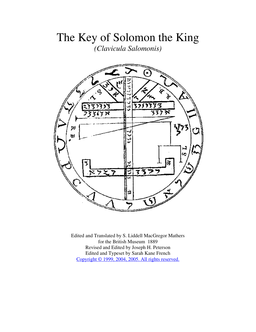 The Greater Key of Solomon in Five Books - Peterson edition - 2010 cover