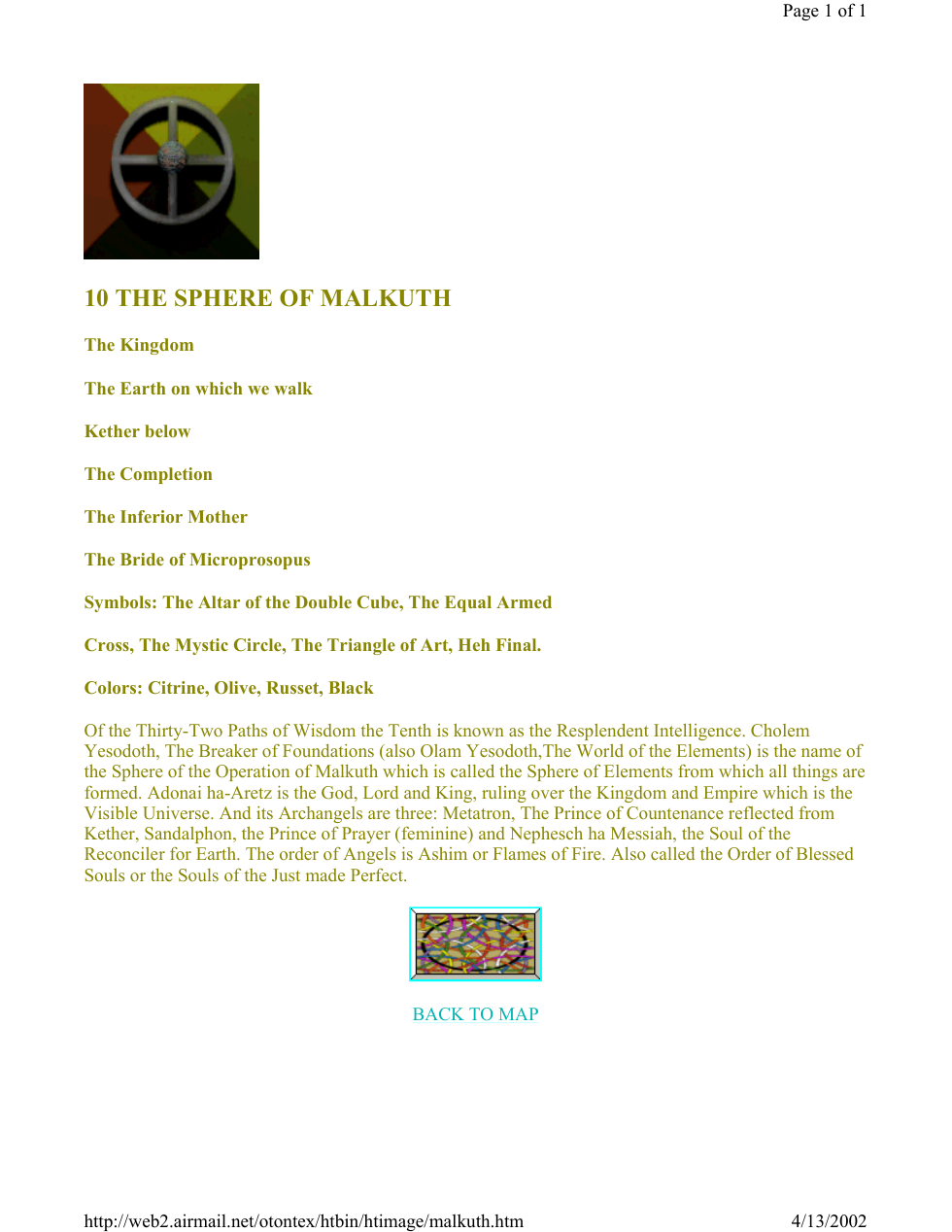 Sphere of 10 Malkuth cover