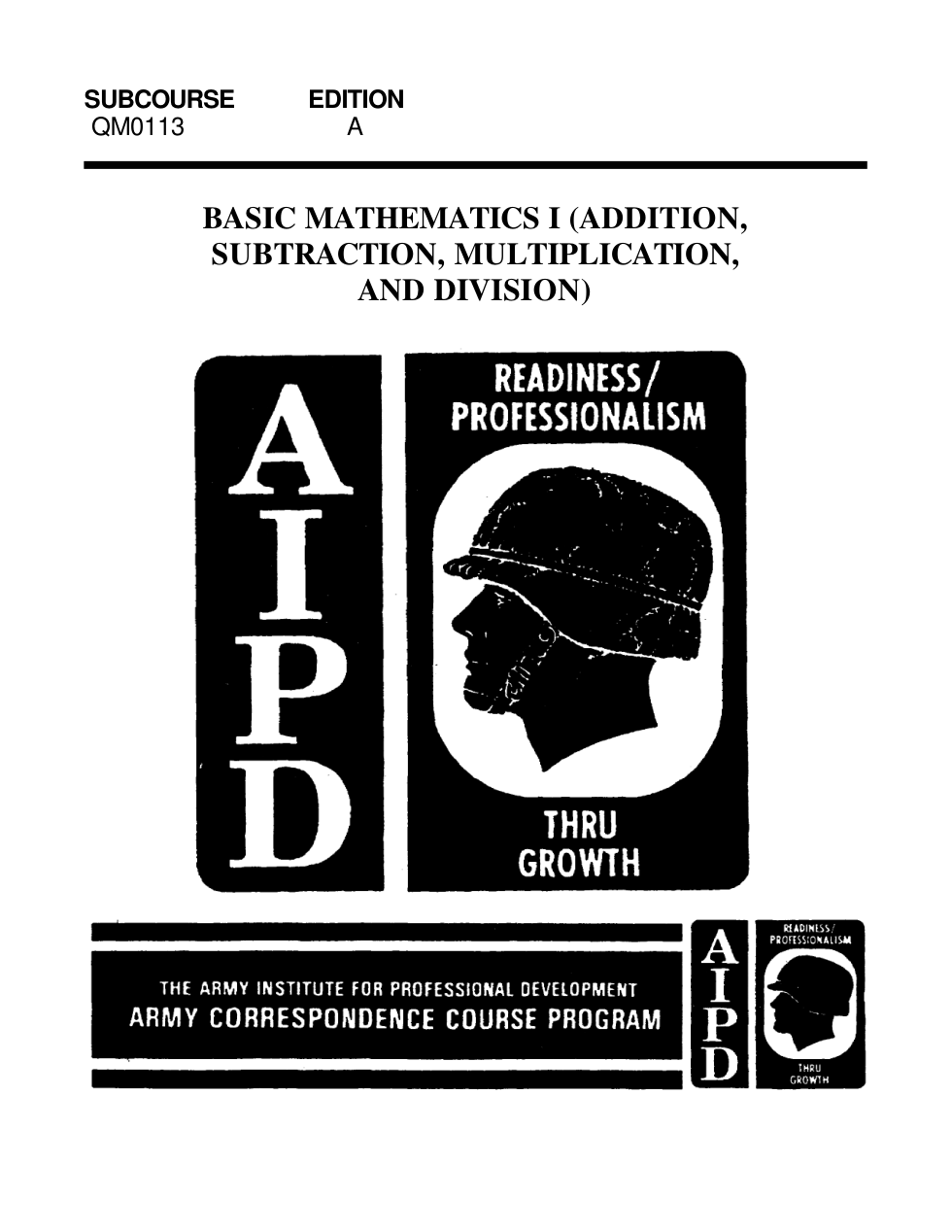 ARMY Basic Mathematics I (Add,Subtract,Multiply,Divide) cover