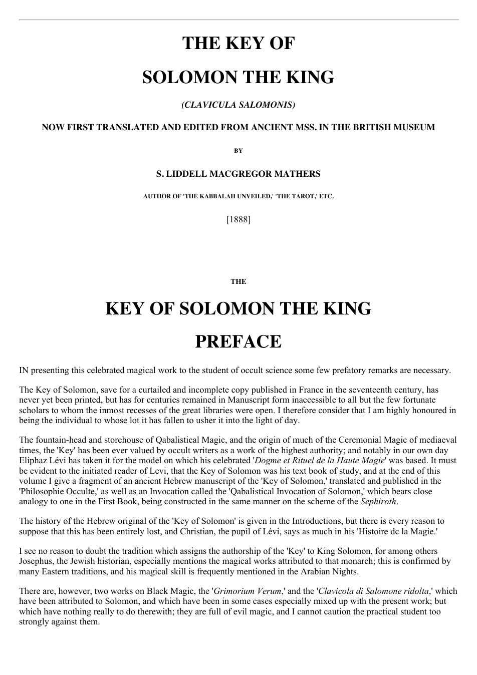 Key of Solomon, Introduction cover
