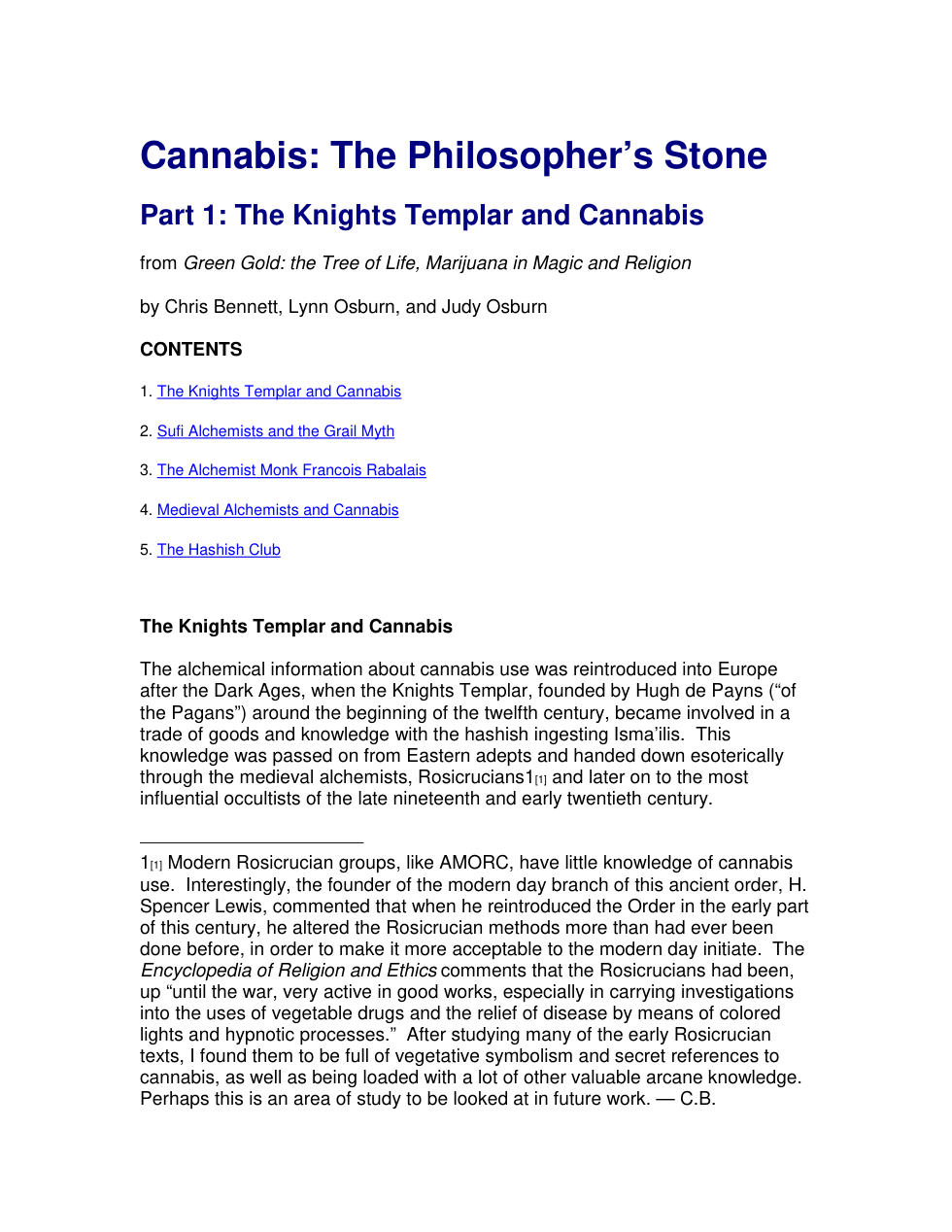 Cannabis The Philosopher’s Stone cover