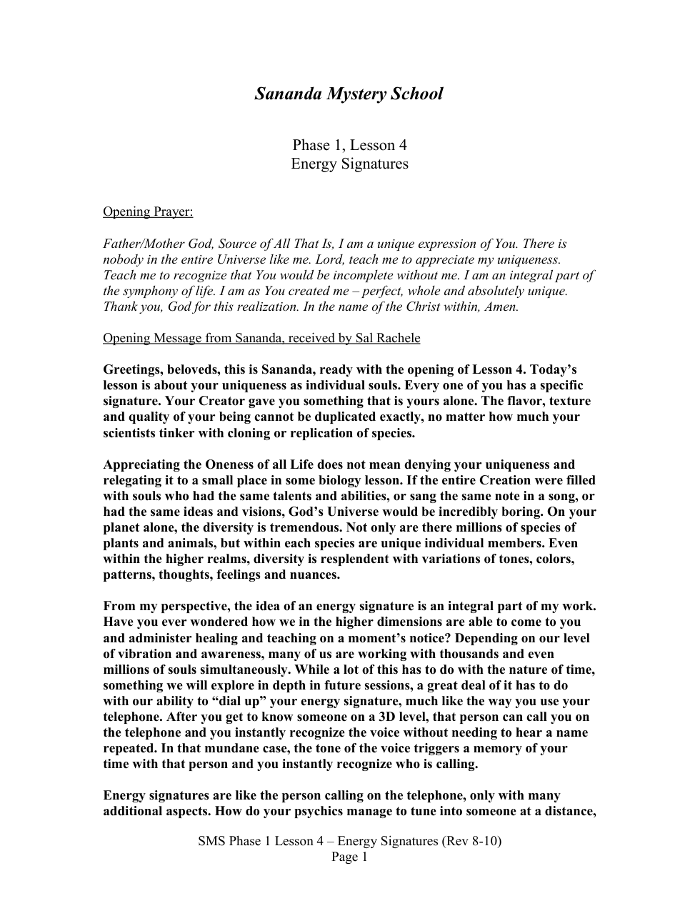 SMS Phase 1 Lesson 4 - Energy Signatures cover