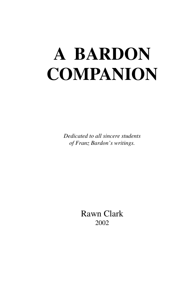 Rawn Clark - A Bardon Companion cover