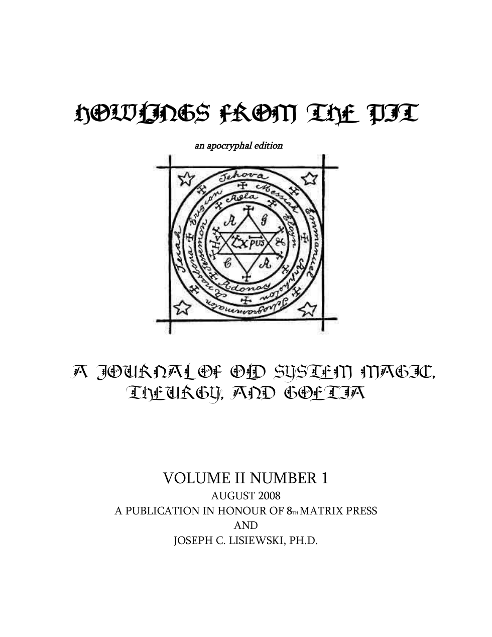 Howlings from the Pit Volume II Number 1 cover