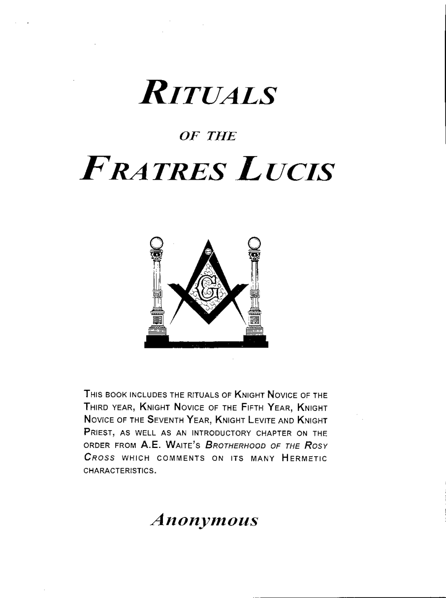 Ritual of Fratres Lucis cover