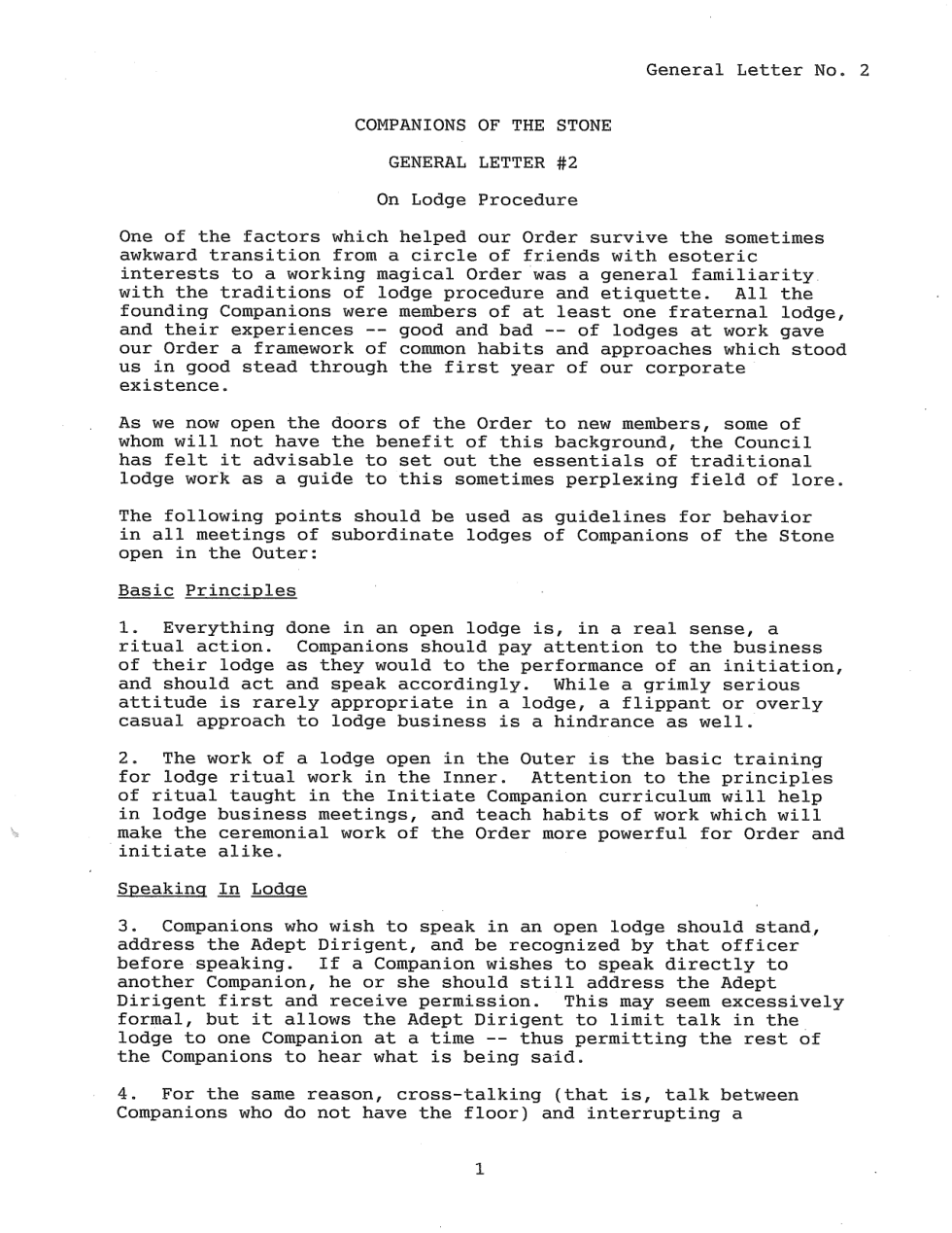 General Letter 2 - On Lodge Procedure cover