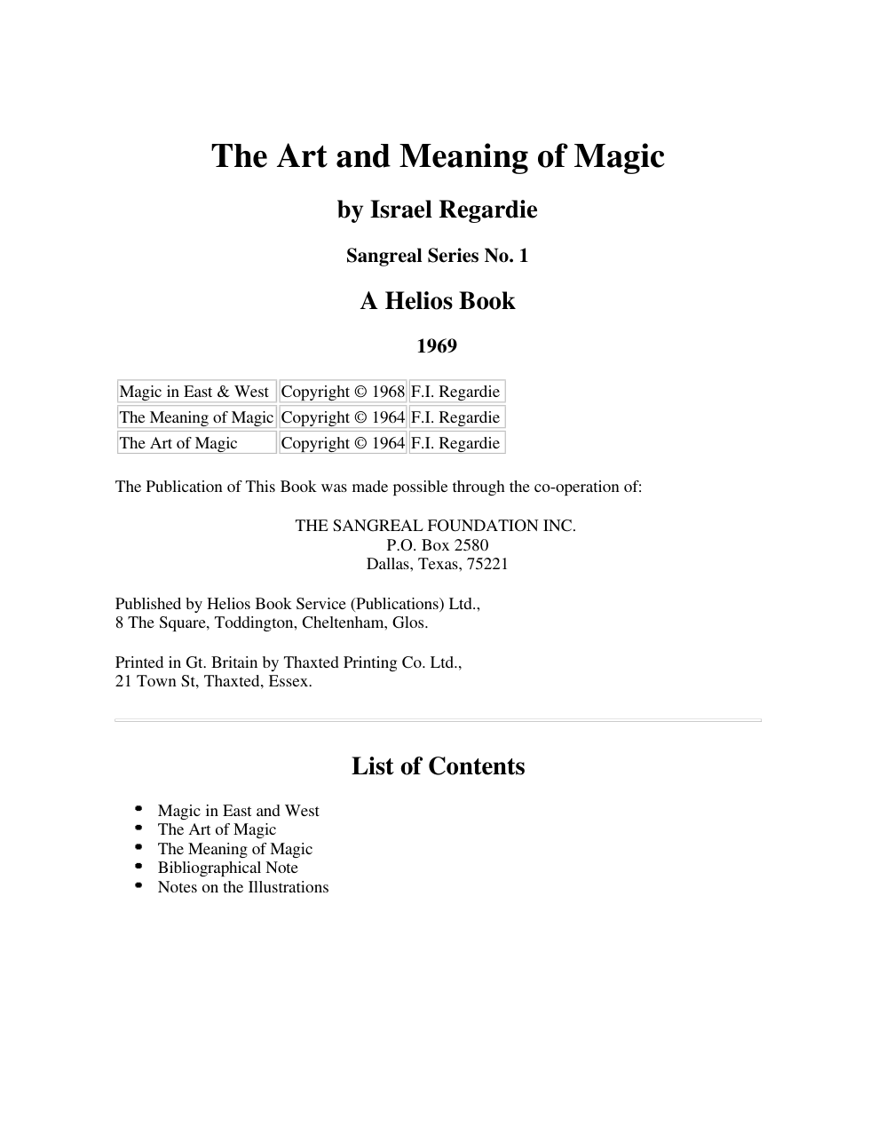 Israel Regardie - The Art and Meaning of Magick cover