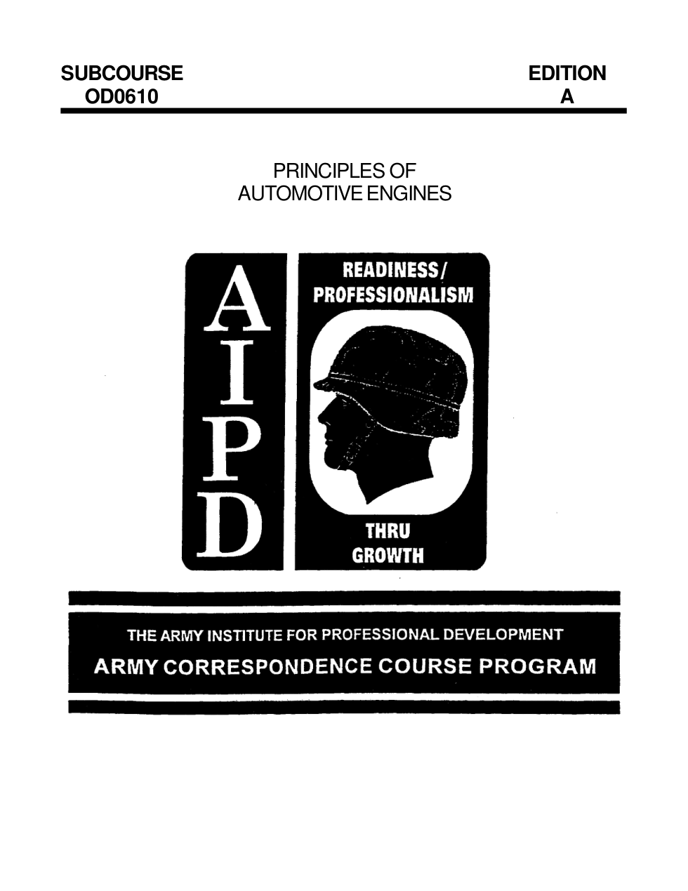 ARMY Mechanic-Principles of Auto Engines 1991 77 pages cover