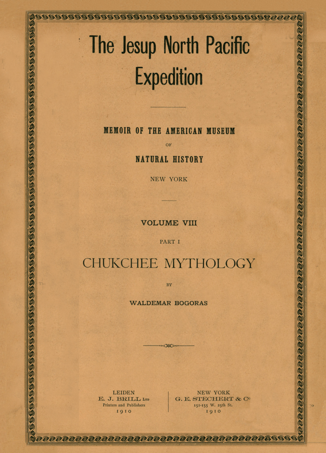 Chukchee Mythology - W Bogoras (1910) cover