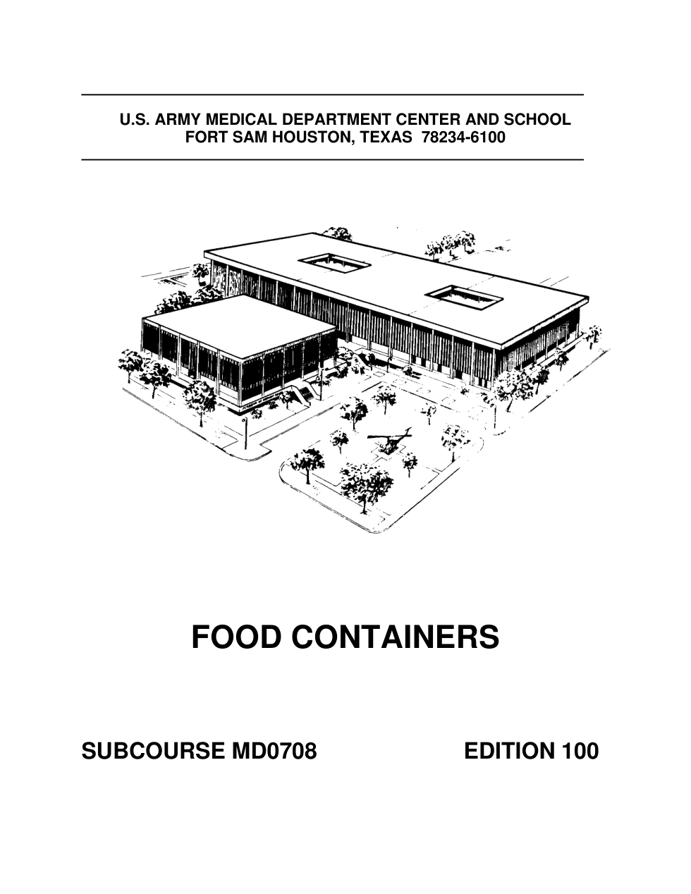 ARMY Food Containers MD0708 Ed.100 67 pages cover
