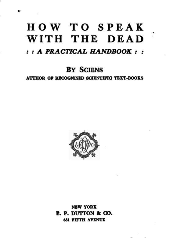 How To Speak With The Dead - Sciens cover