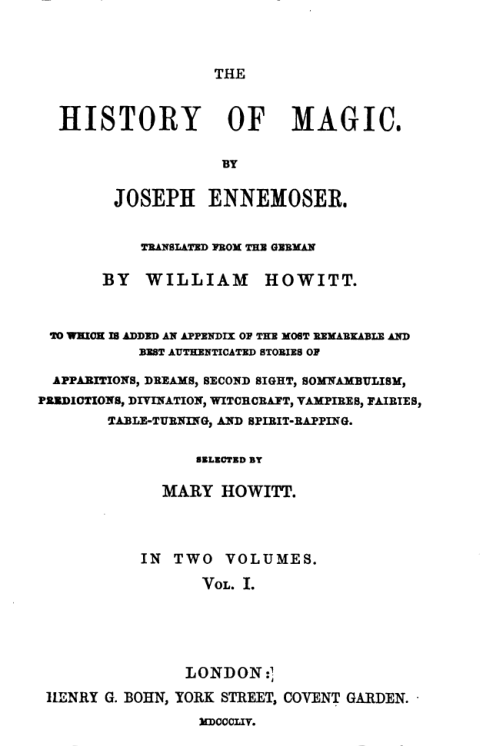 The History Of Magic Vol I - J Ennemoser cover