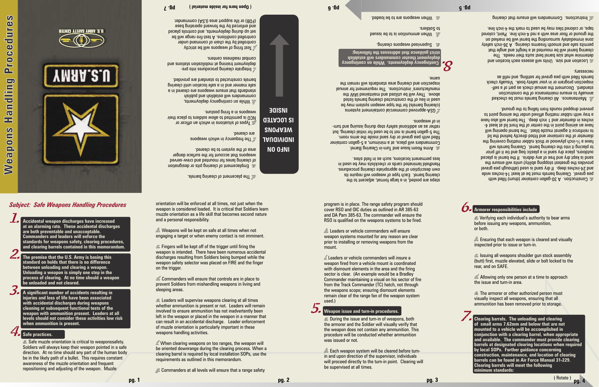 ARMY Weapon Handling Procedures 8 pages cover