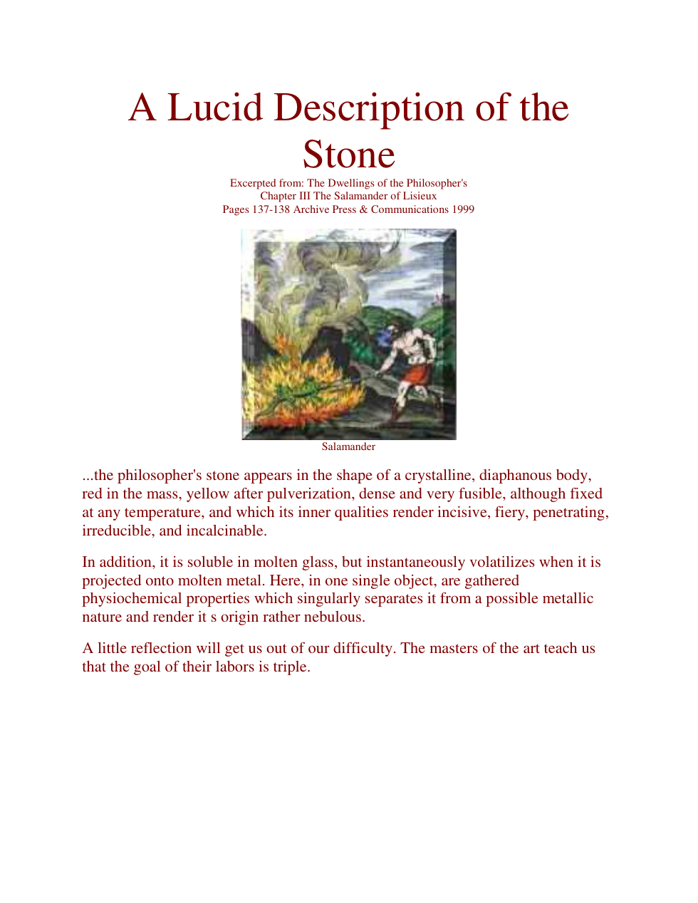 A Lucid Description of the Stone cover