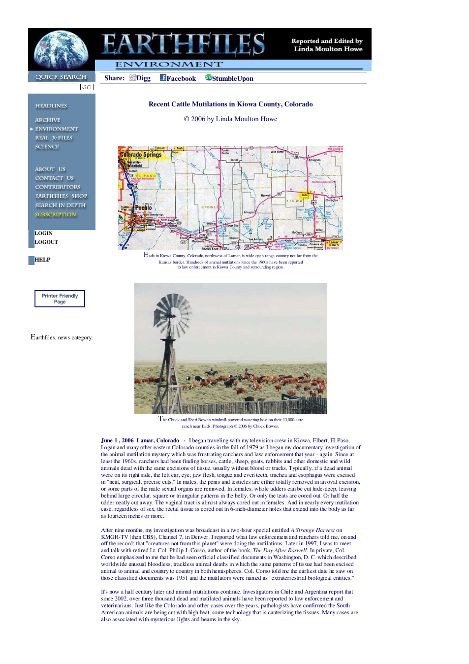 06 01 2006 Recent Cattle Mutilations in Kiowa County, Colorado cover
