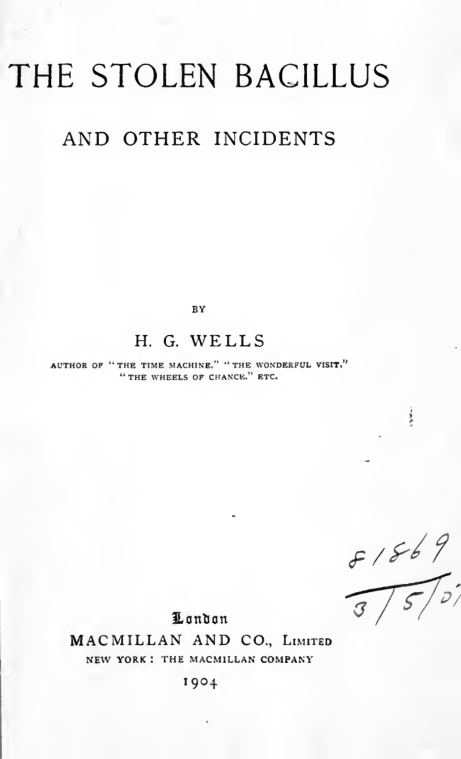 The Stolen Bacillus- Wells cover