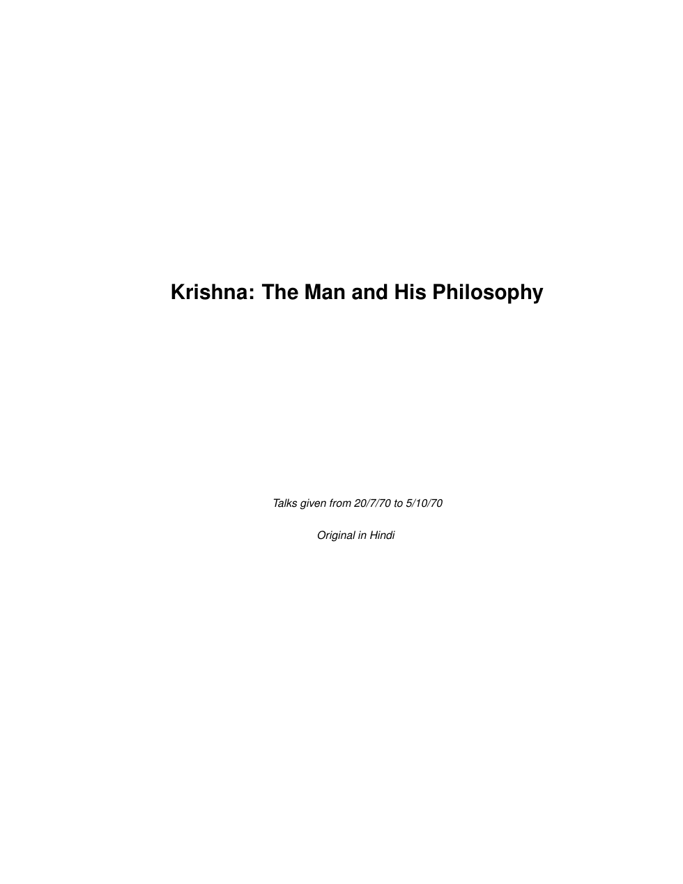 Krishna. The Man and His Philosophy cover
