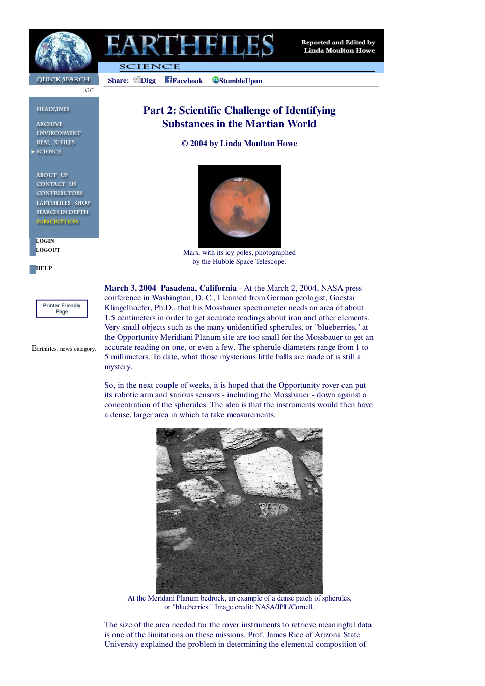 03 03 2004 Part 2 - Mars Scientific Challenge of Identifying Substances cover