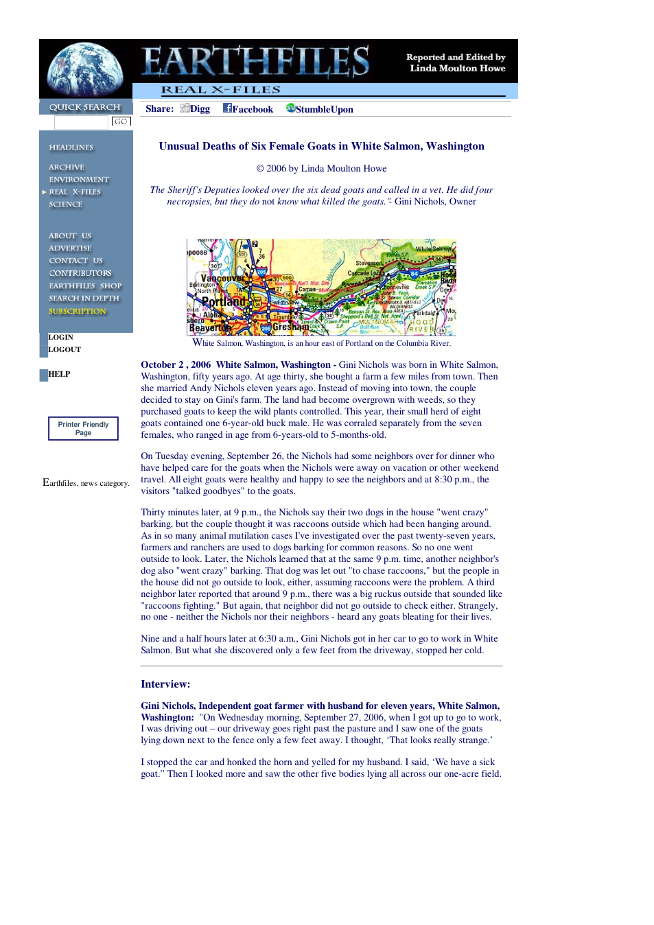 10 02 2006 Unusual Deaths of Six Female Goats in White Salmon, Washington cover