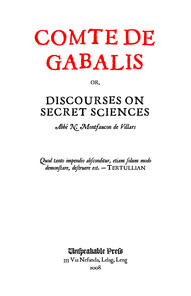 Comte De Gabalis(1913) cover