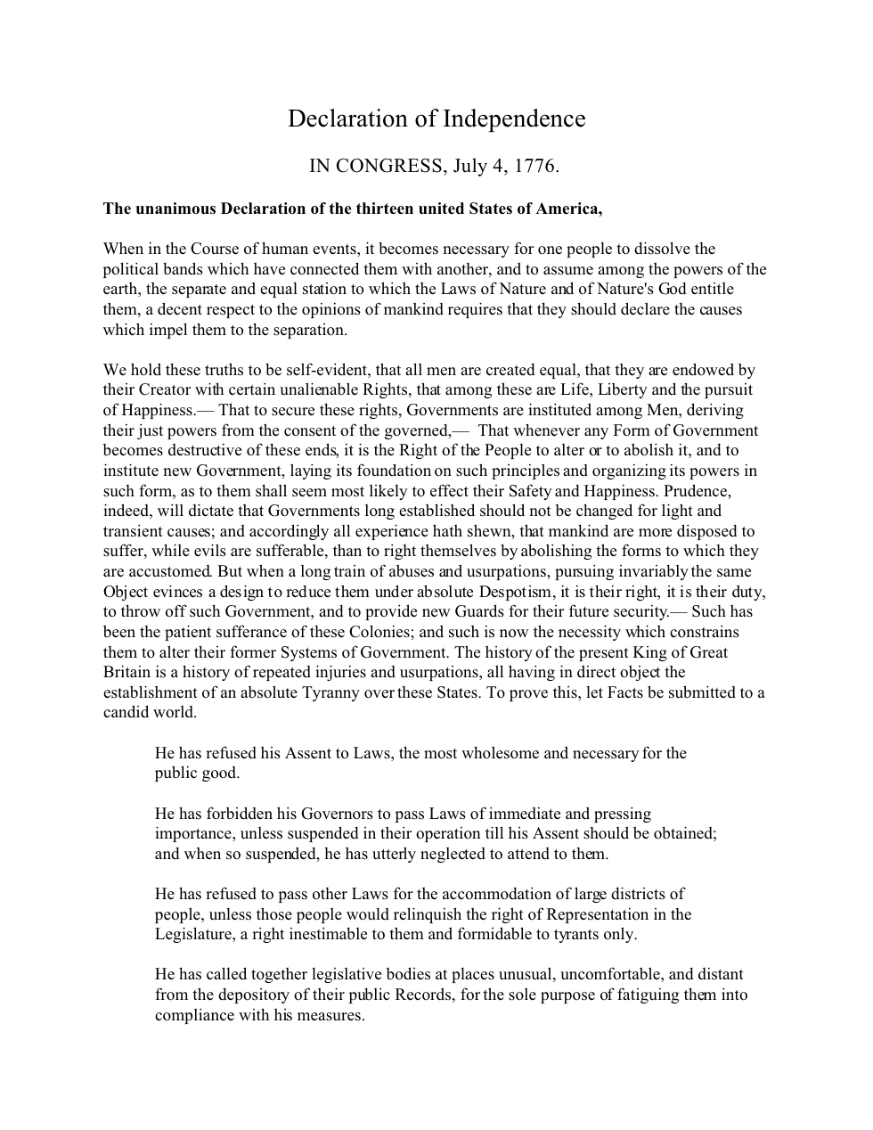 Declaration Of Independence cover