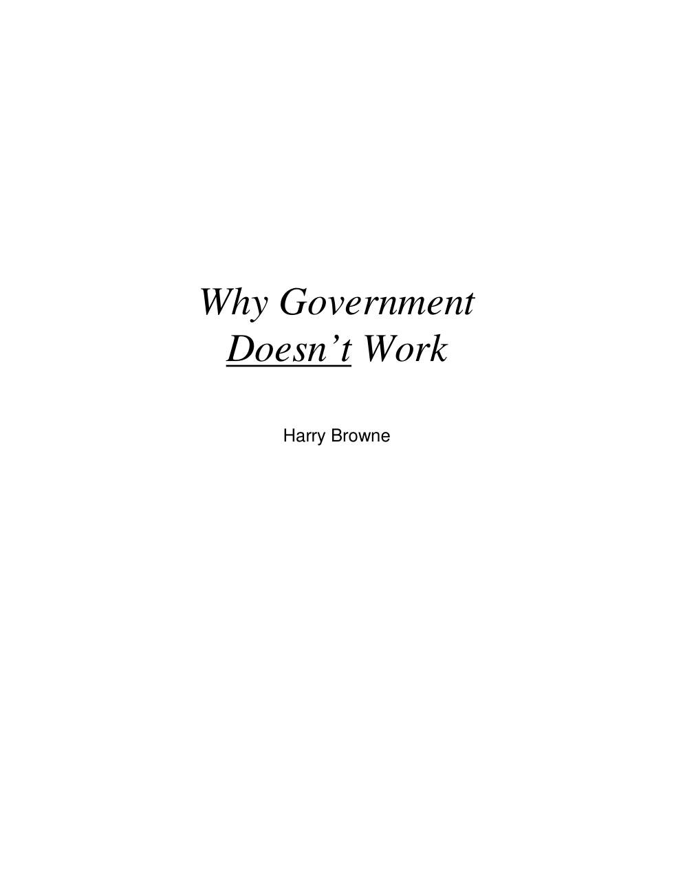 Why Government Doesn't Work cover