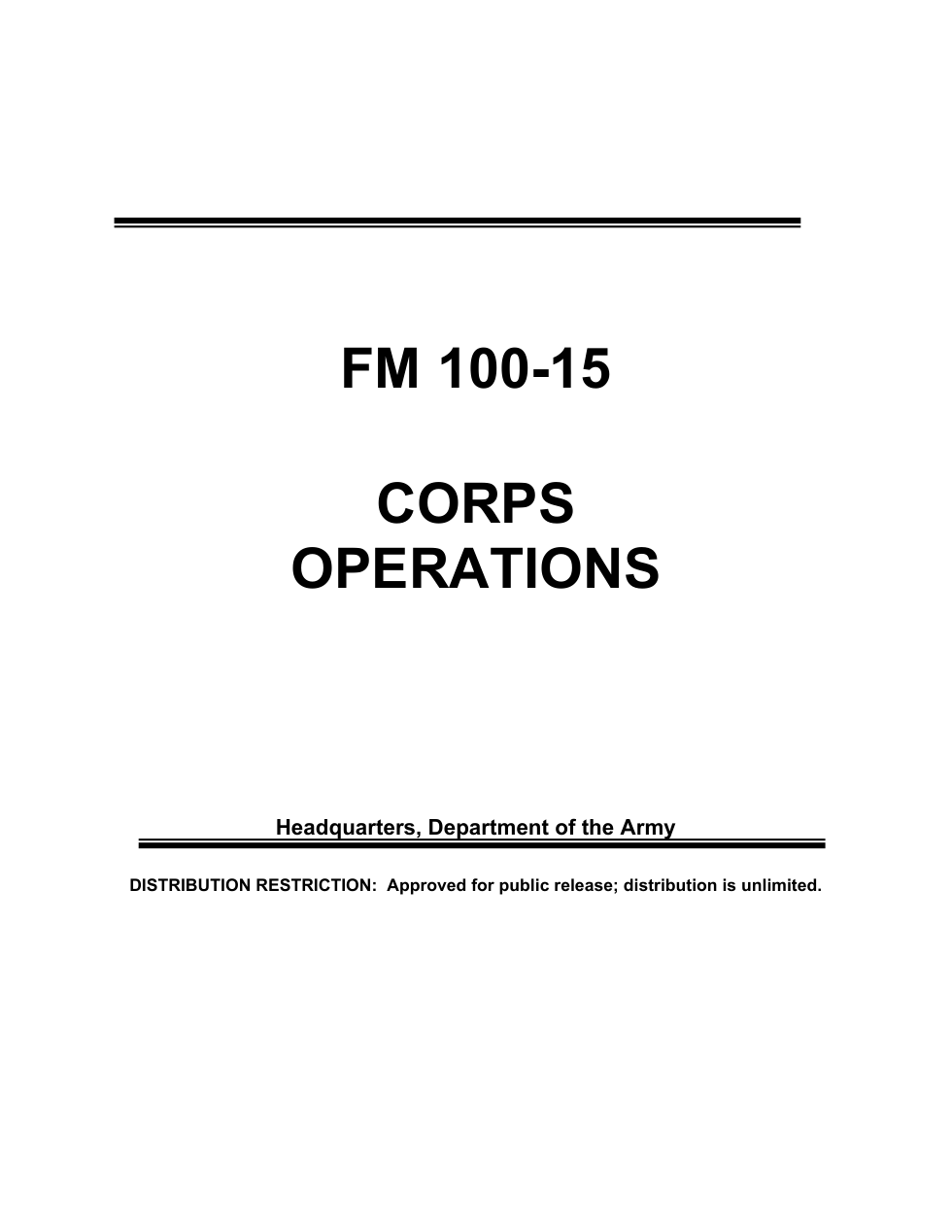 FM 100-15 Corps Operations cover