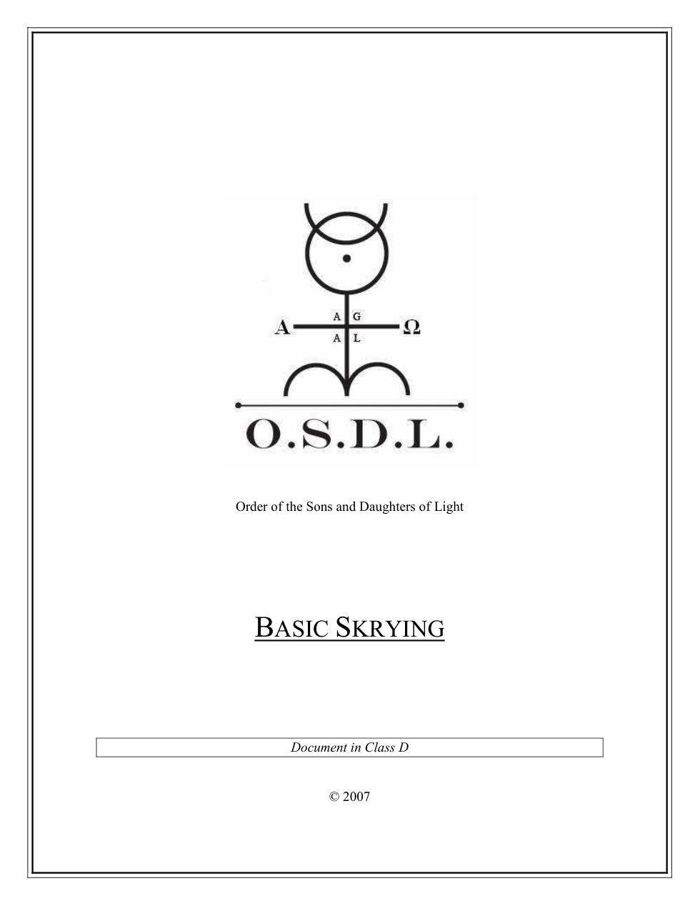 OSDL - Basic Skrying Course cover