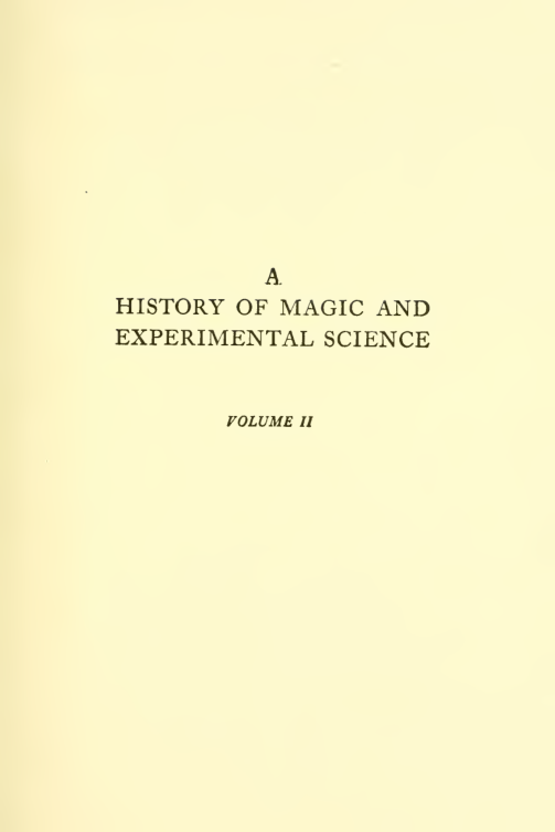 A History Of Magic And Experimental Science(1923) cover