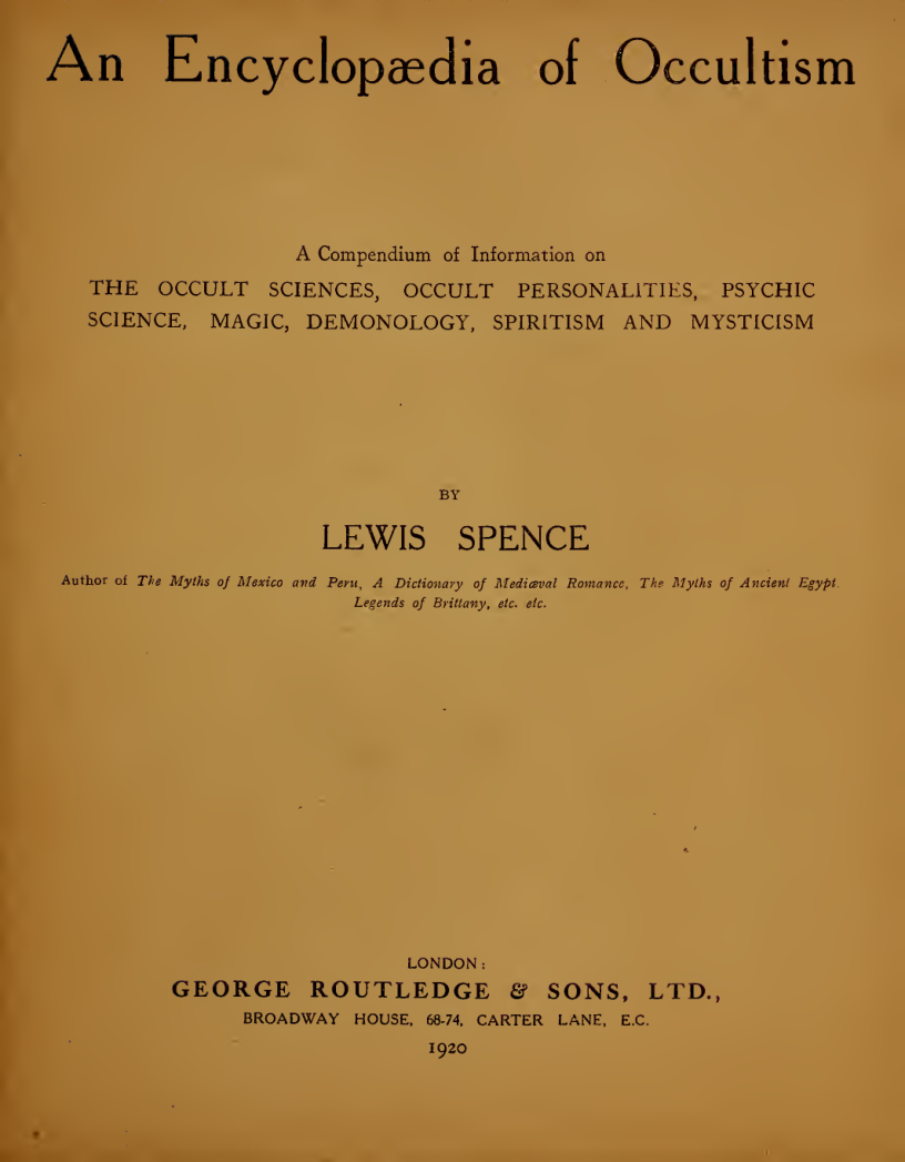 An Encyclopaedia Of Occultism(1920) cover