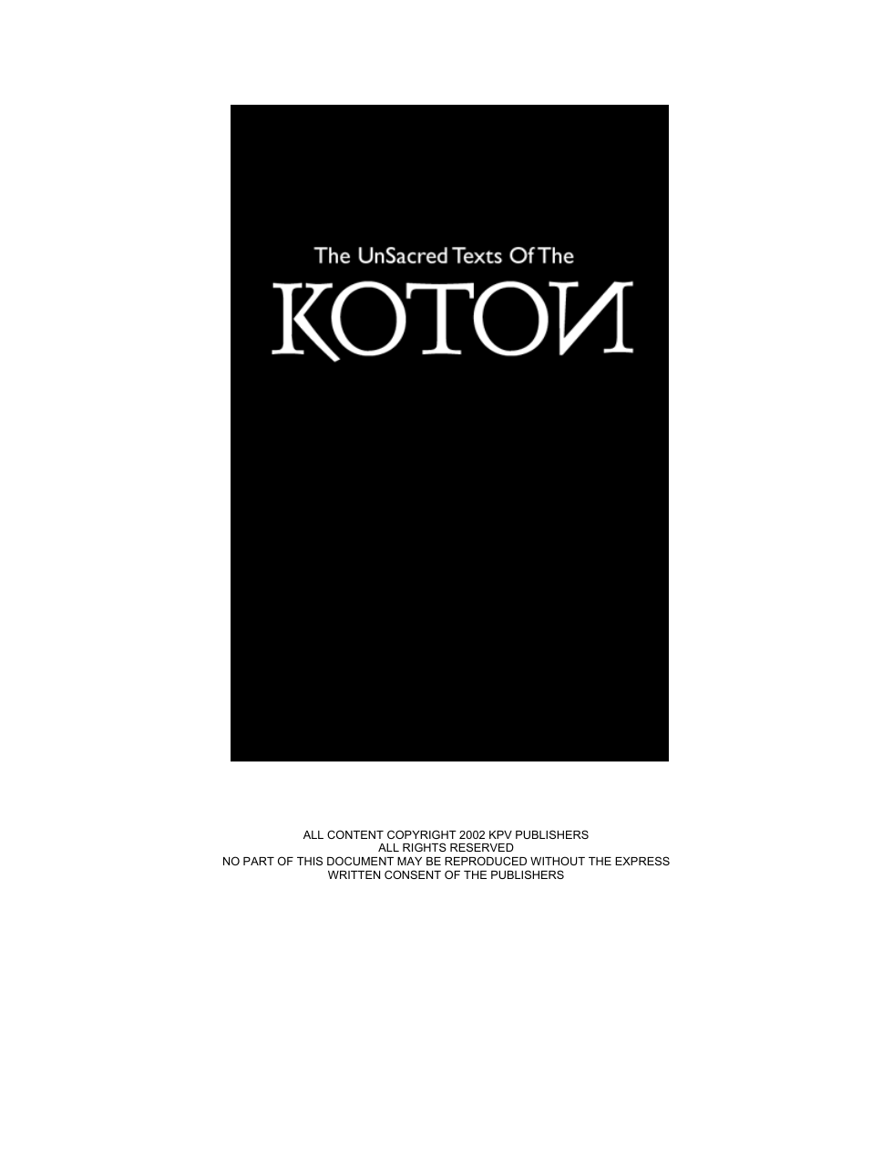 Anon. - The Unsacred Texts of Koton [1 eBook - PDF] cover