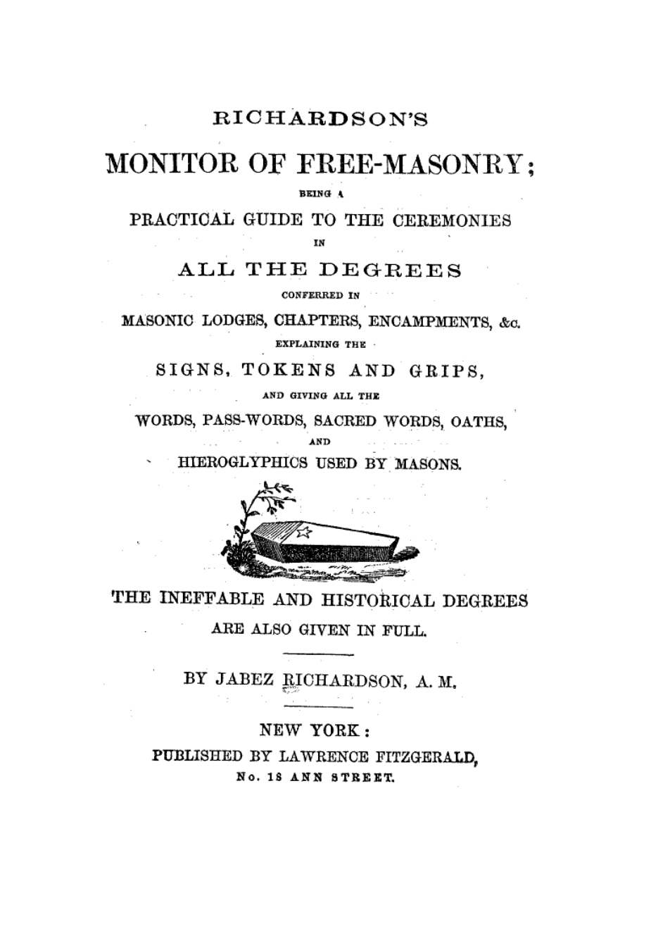 Richardson's Monitor of Freemasonry cover