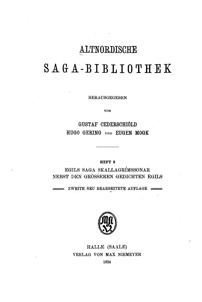 Egils saga cover