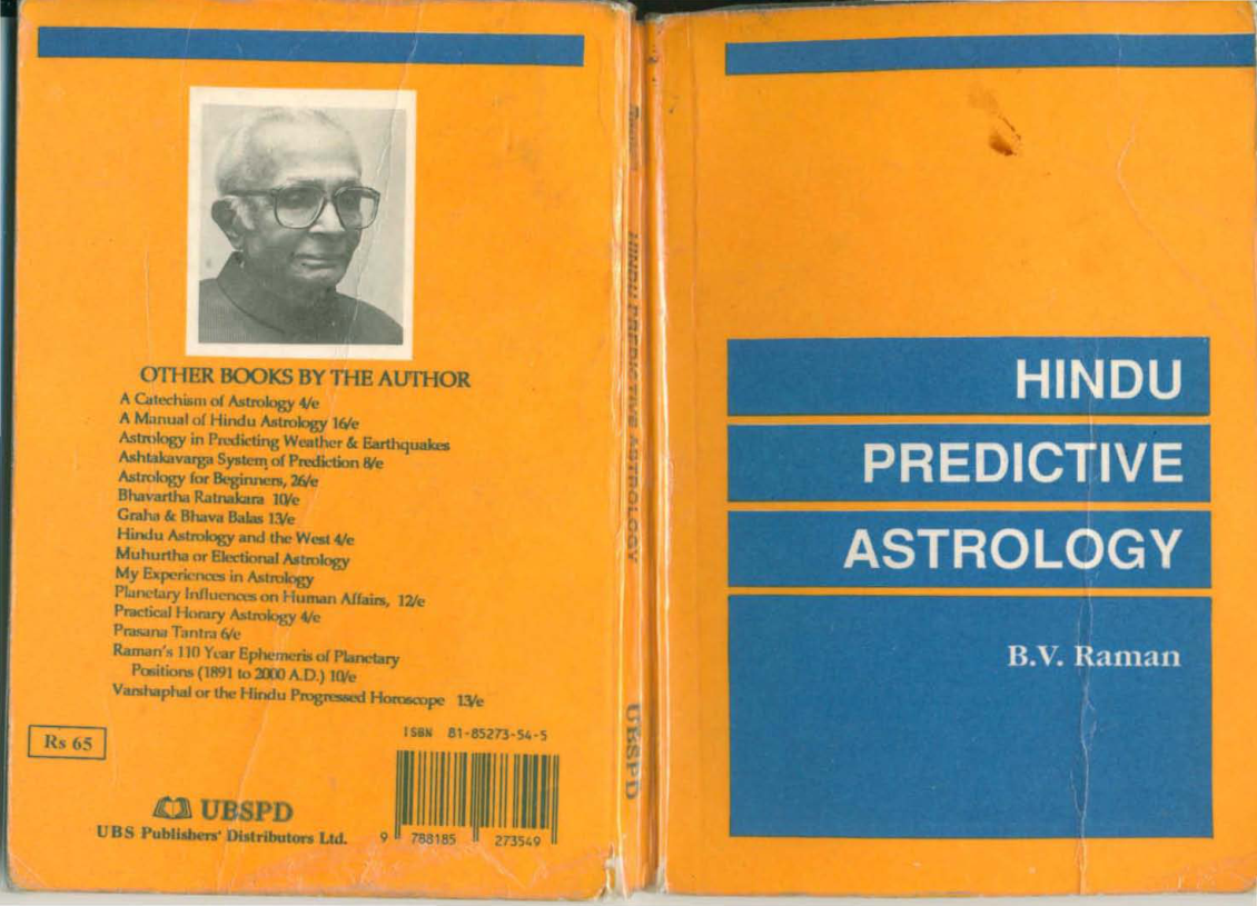 B. V. Raman Hindu Predictive Astrology 1996 cover