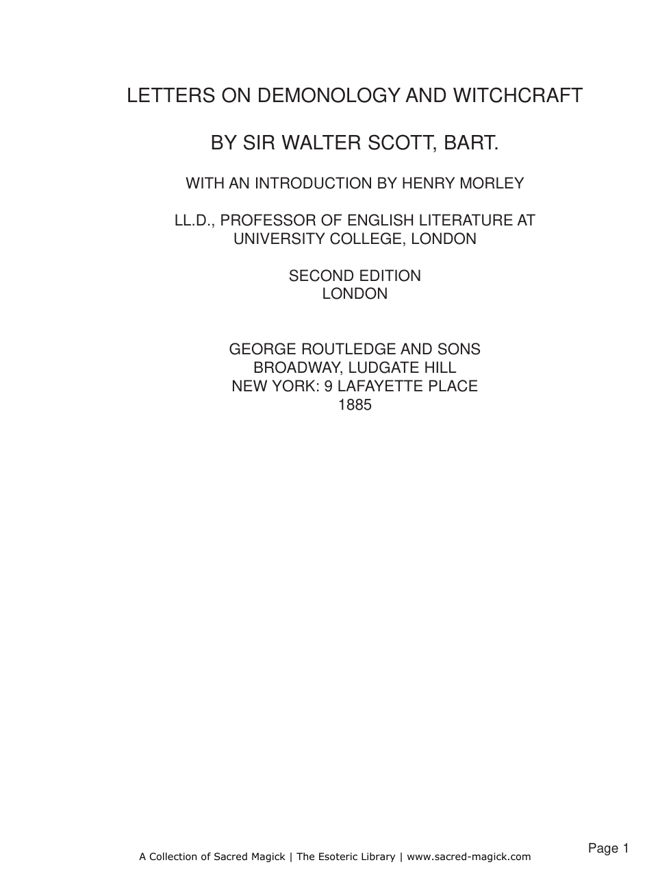 Letters on Demonology and Witchcraft cover
