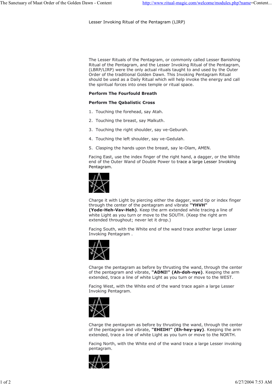 Golden Dawn - Lesser Invoking Ritual Of The Pentagram (Lirp) cover
