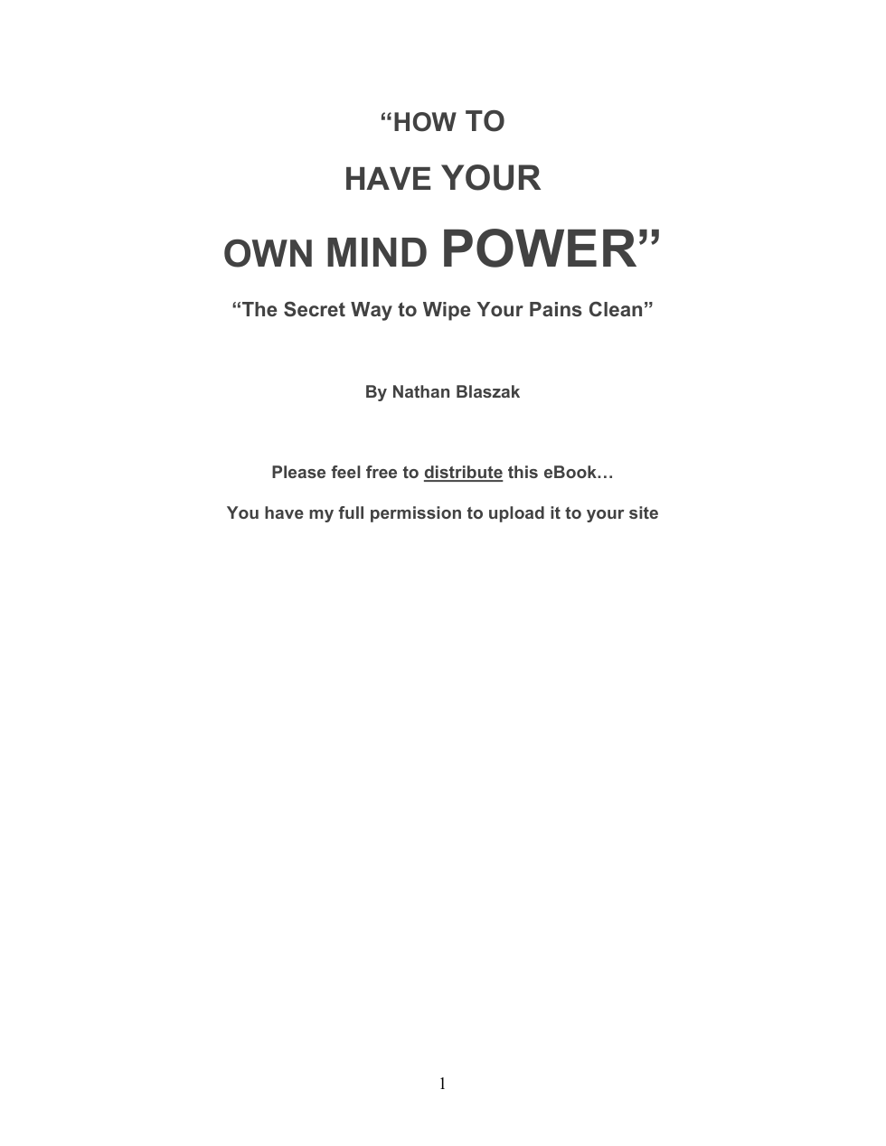 How to have Your Own Mind Power cover