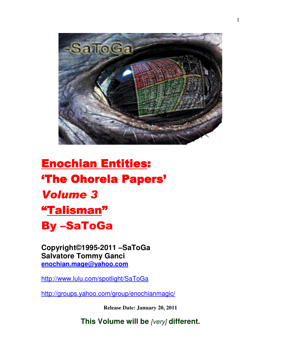 Enochian Entities -Talisman -By SaToGa cover
