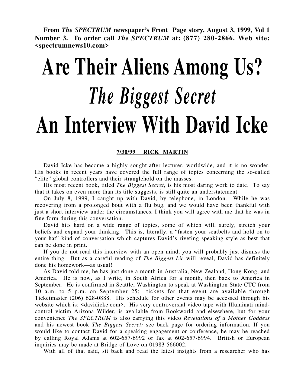 David Icke - Are There Aliens Among Us (1999) cover